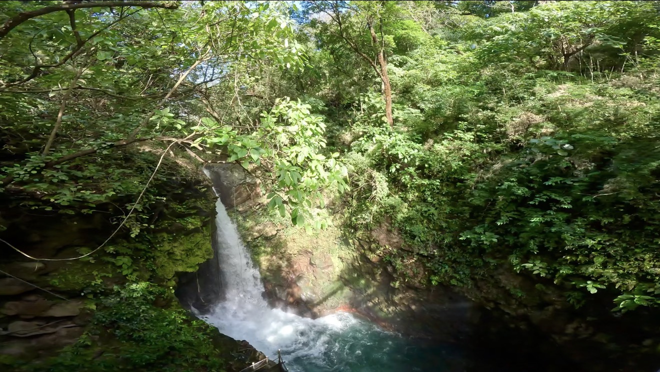 Vista panorámica de la Catarata La Oropéndola rodeada de vegetación